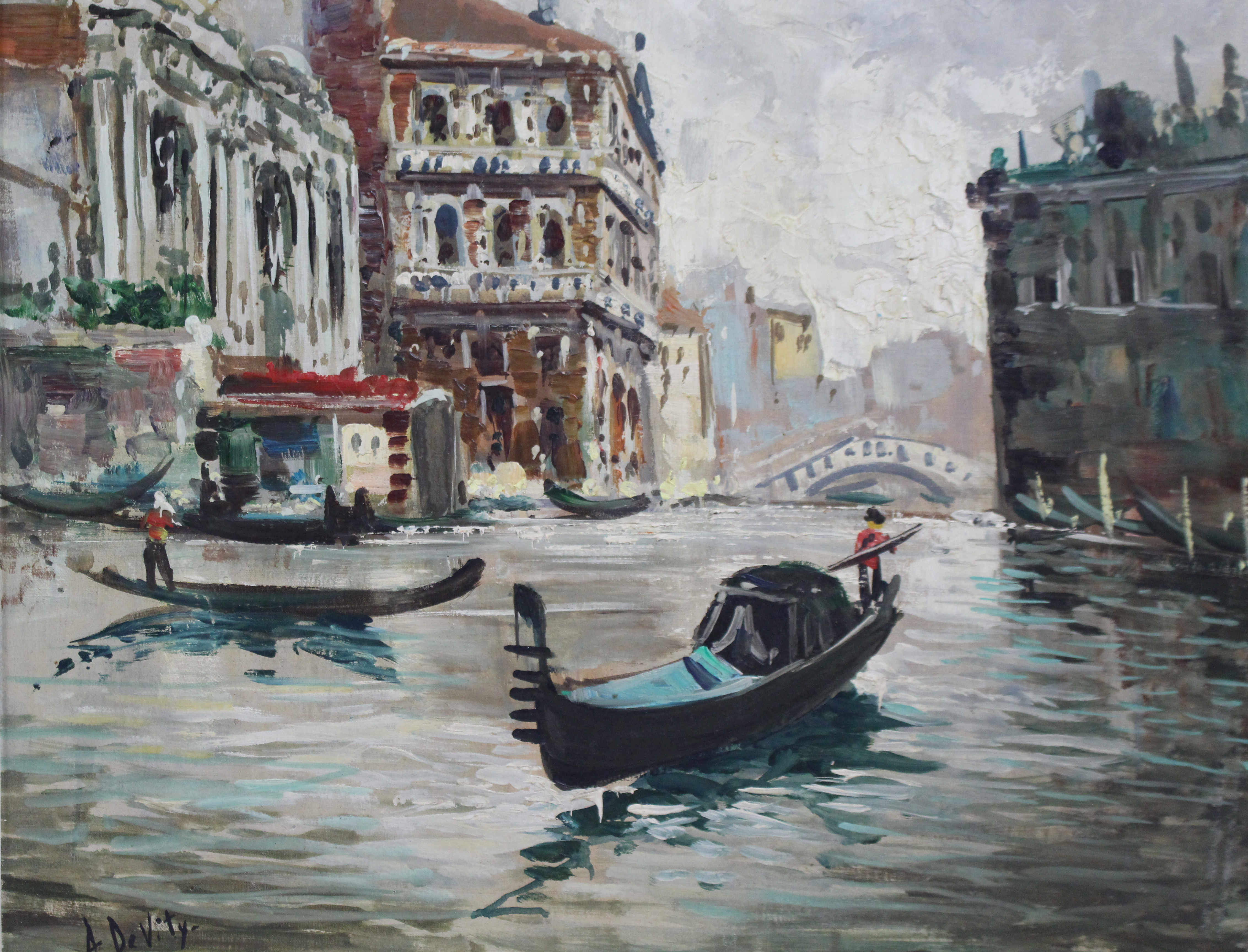 Antonio DeVity (Italian, 1901-1993) Venice Canal Oil on Canvas - Image 3 of 8