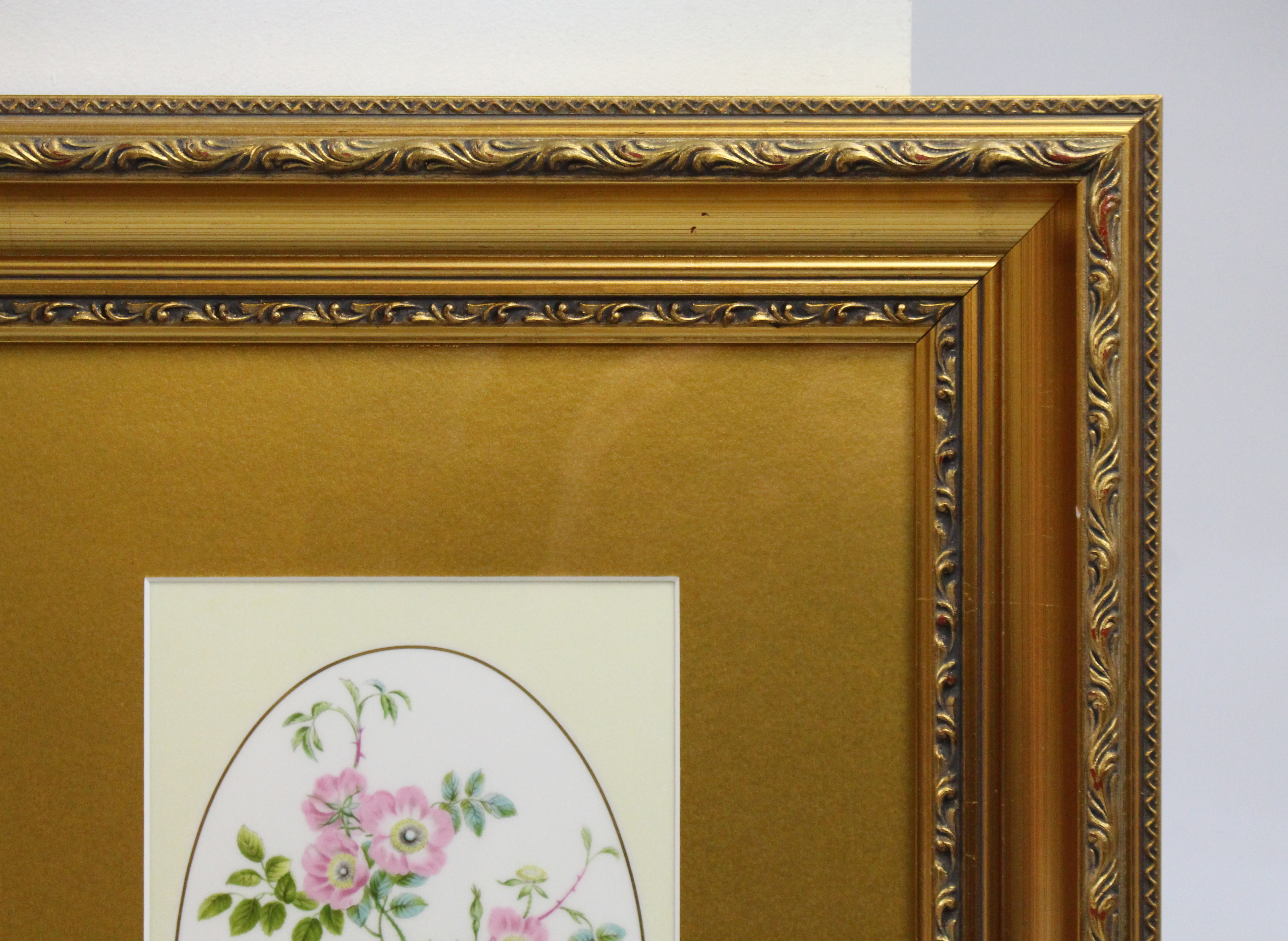 Royal Worcester Sweet Briar Rose Porcelain Plaque Set in Gilt Frame - Image 5 of 5