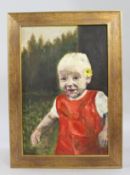 Child Oil on Canvas Set in Gilt Frame