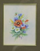 Watercolour & Gouache Vase of Flowers Painting Framed