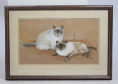 Original Artwork Siamese Cats Framed