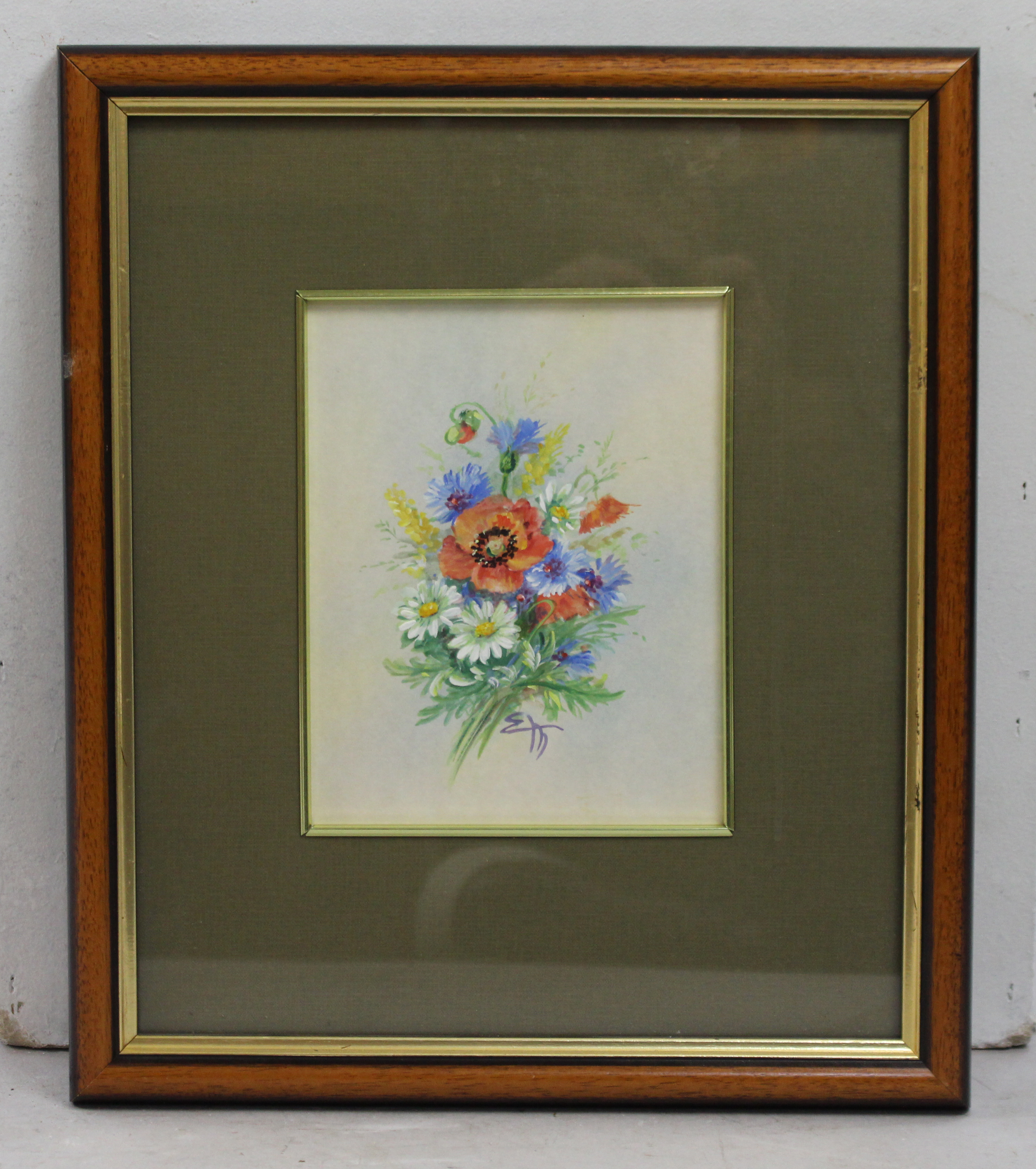 Watercolour & Gouache Vase of Flowers Painting Framed - Image 3 of 3