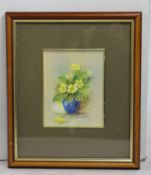 Watercolour & Gouache Vase of Yellow Flowers Painting Framed