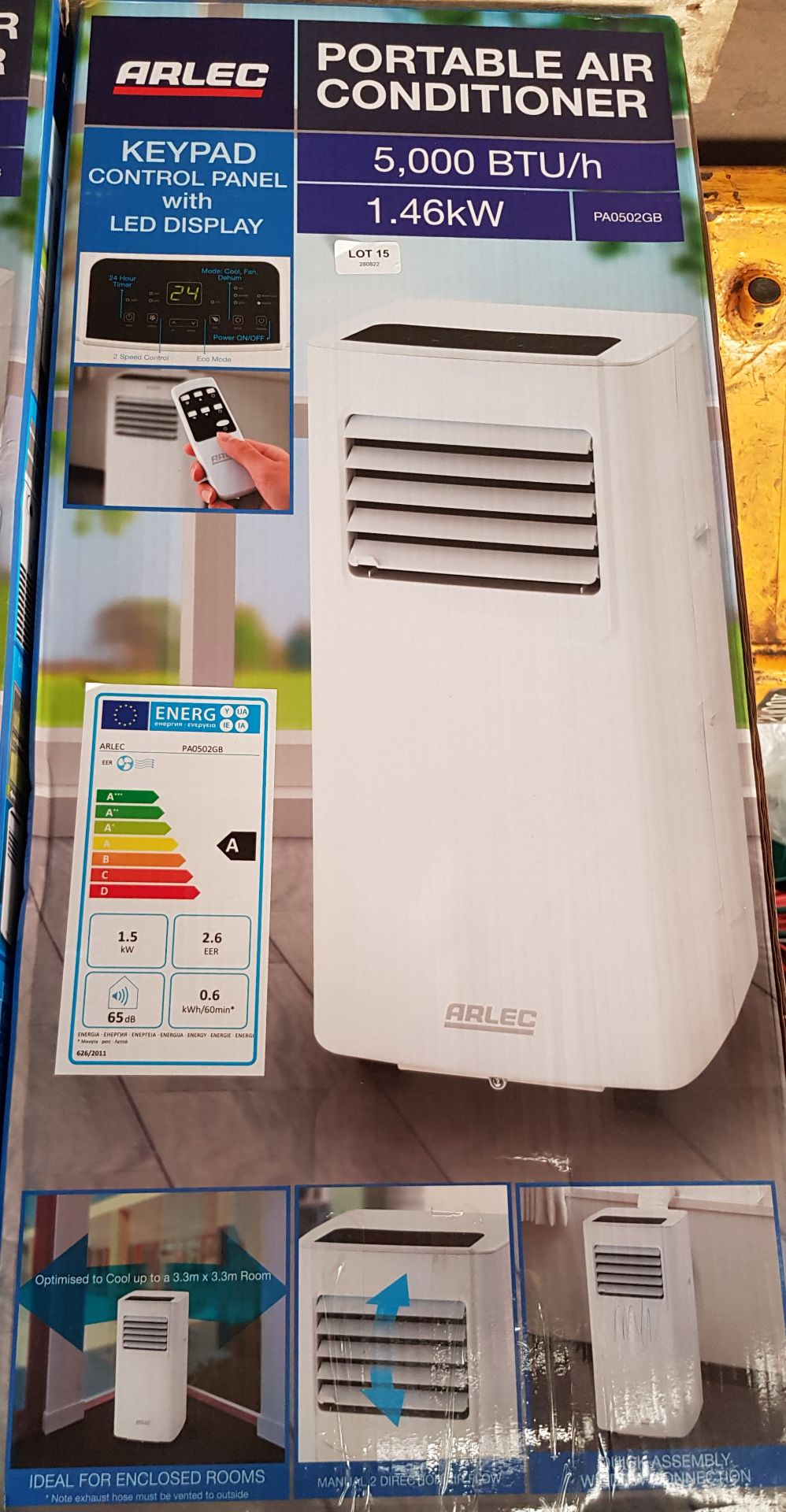 (15/Mez) RRP £300. Arlec Portable Air Conditioner 5000 BTU/h 1.46kW. Cooling And Dehumidifying Fu... - Image 4 of 4