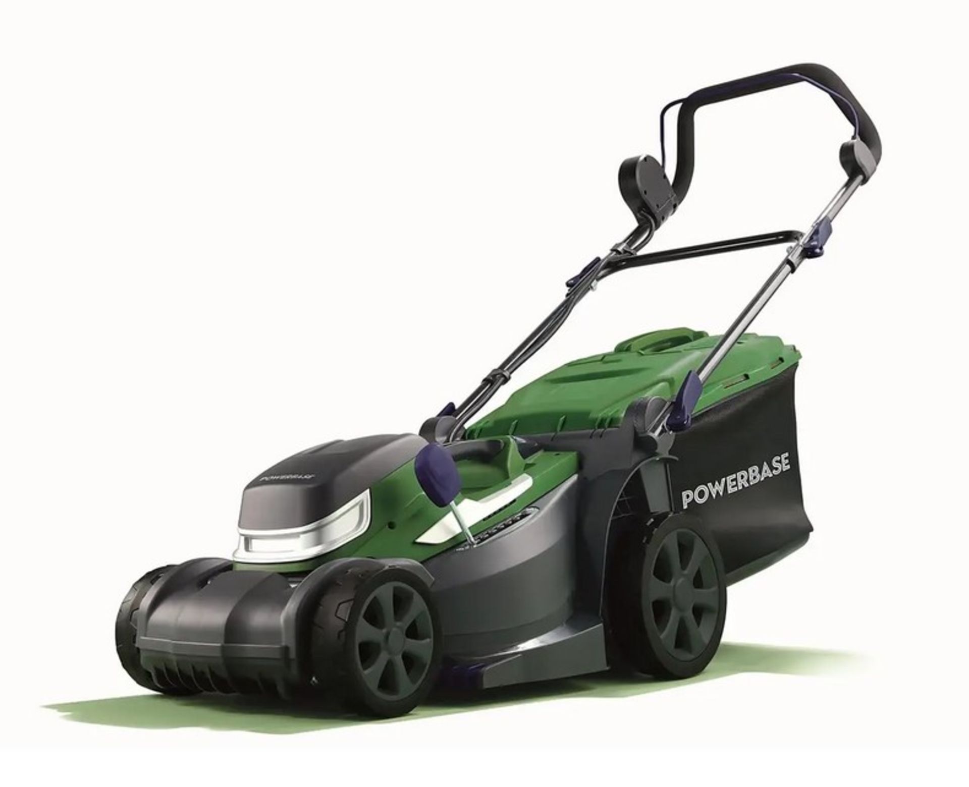 (36/Mez) RRP £189. Powerbase 34cm 40V Cordless Lawn Mower. 5 x Cutting Heights (25-75mm). 35 Litr...