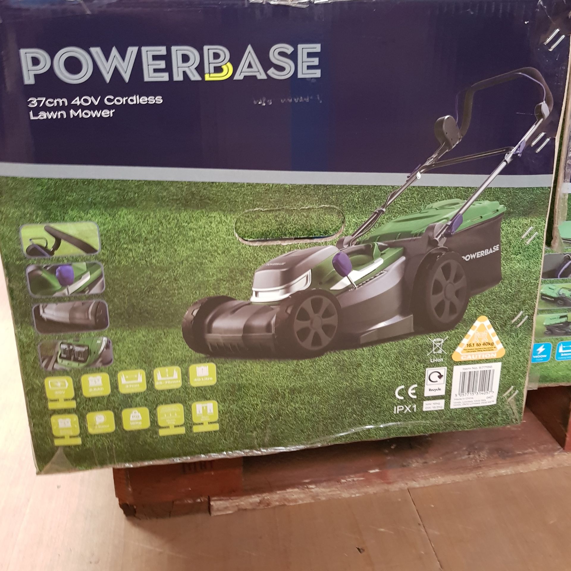 (37/Mez) RRP £219. Powerbase 37cm 40V Cordless Lawn Mower. 7 x Cutting Heights (25-75mm). 40 Litr... - Image 5 of 5