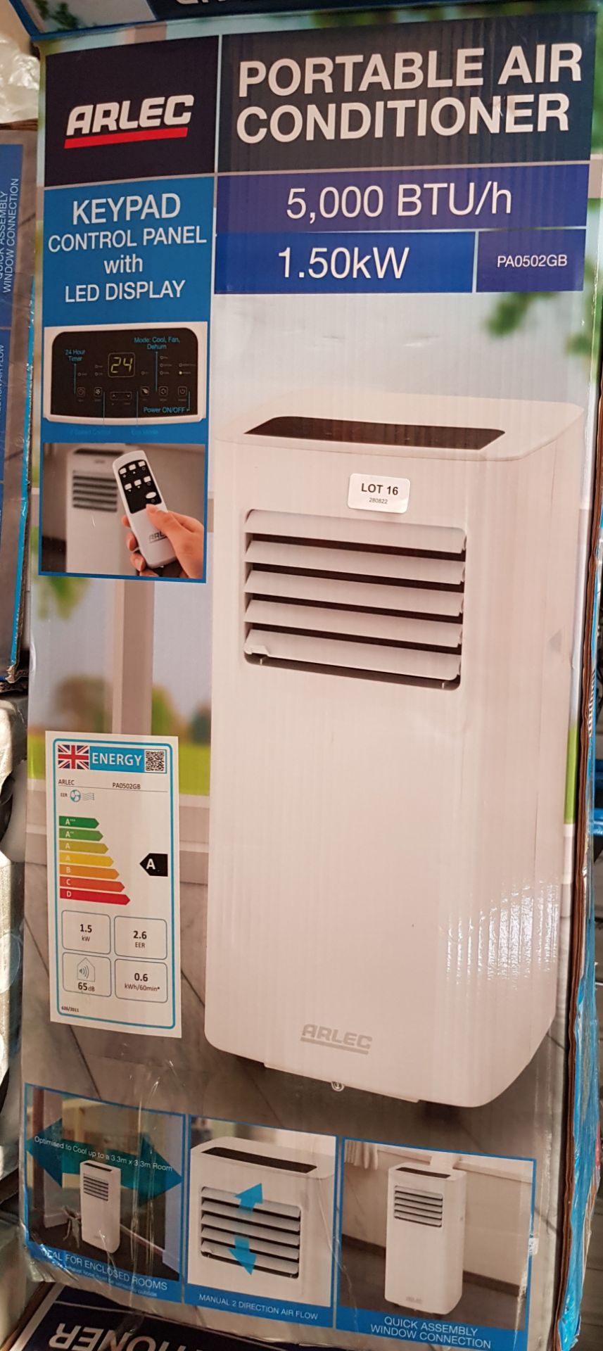 (16/Mez) RRP £300. Arlec Portable Air Conditioner 5000 BTU/h 1.46kW. Cooling And Dehumidifying Fu... - Image 4 of 4