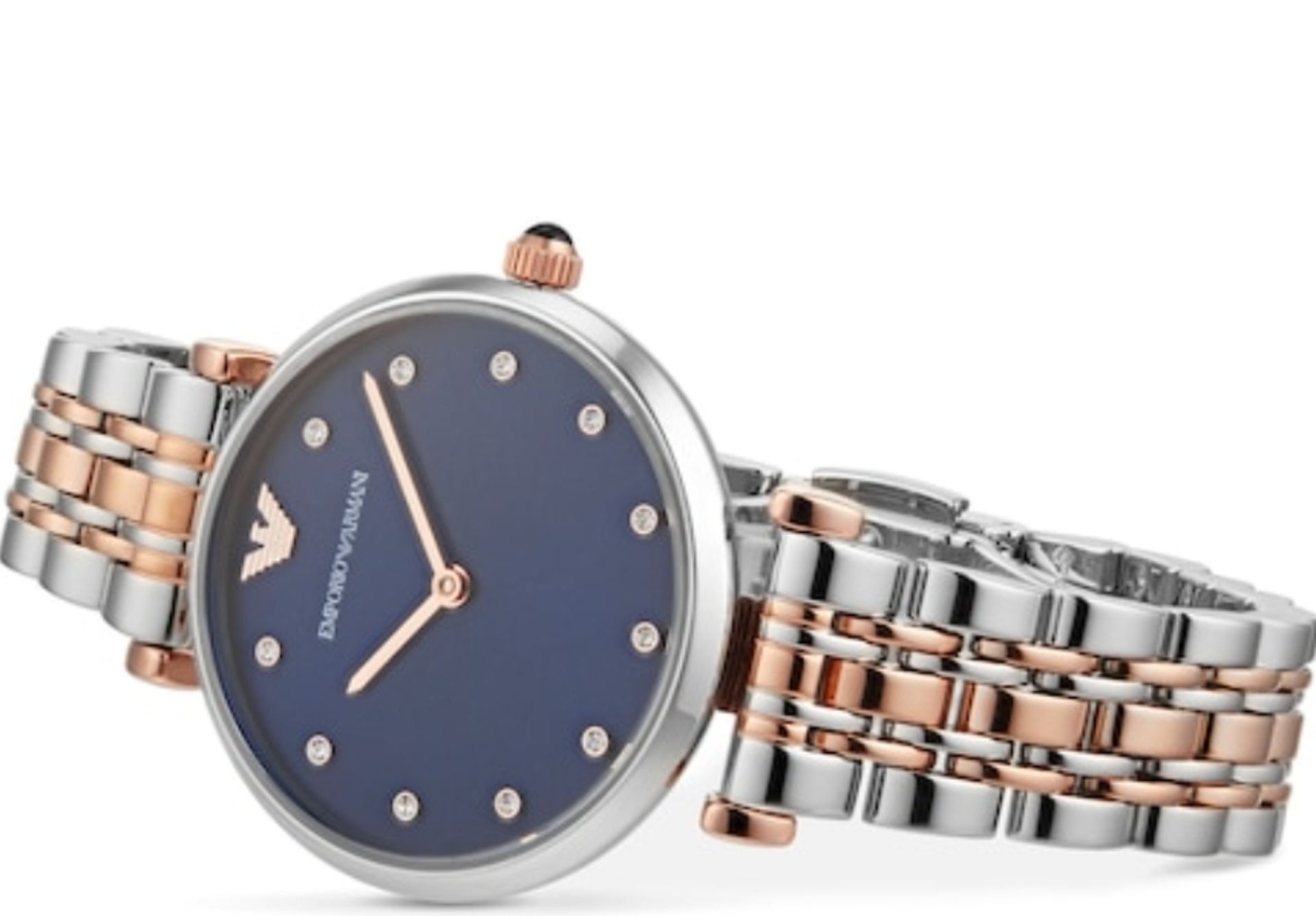 Emporio Armani AR11092 Ladies T-Bar Rose Gold & Silver Bracelet Quartz Designer Watch - Image 9 of 9