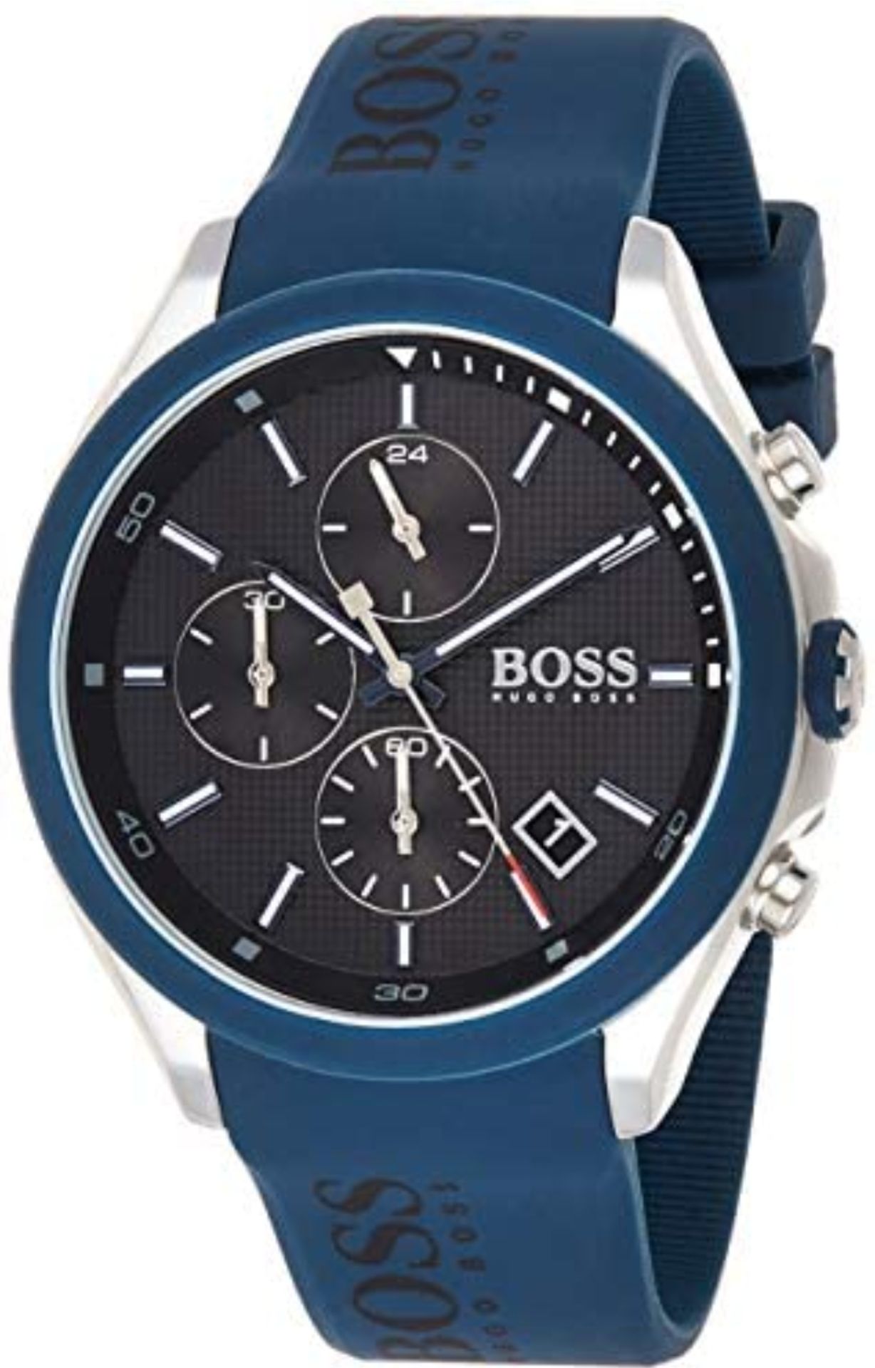 Hugo Boss 1513717 Men's Velocity Blue Rubber Strap Quartz Chronograph Watch - Image 11 of 11