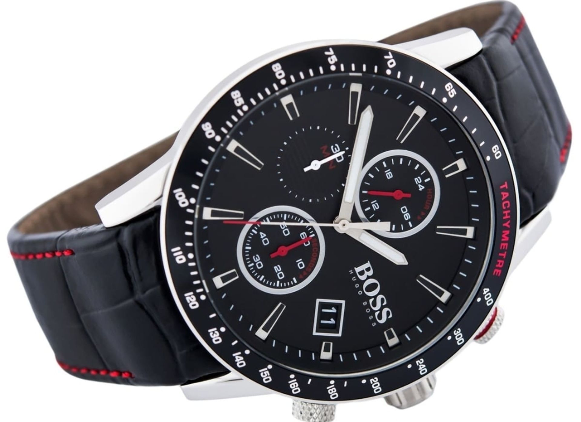 Hugo Boss 1513390 Men's Rafale Black Leather Strap Chronograph Watch - Image 8 of 11