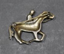 Silver Horse & Jockey Brooch