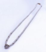 Vintage Italian Pearl Necklace with 14ct Gold Diamond Cross & Gold Clasp