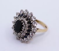 Decorative Sapphire & Diamond Style 9ct Gold Ring