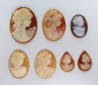 Set of 7 Vintage Cameo Plaques