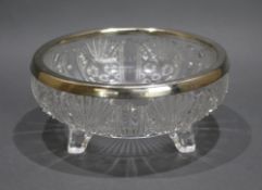 Decorative Glass Bowl with Silver Plated Rim