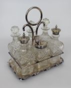 Fine Edwardian Silver Plated Crystal Cruet Set