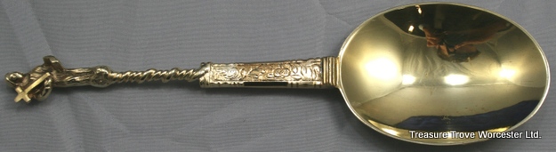 Cased Set of Six Silver Gilt Apostle Serving Spoons 1895 - Image 5 of 7