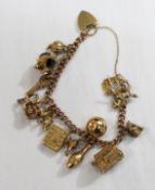 9ct Gold Vintage Charm Bracelet with 14 Charms