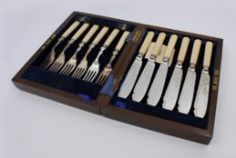 Cased Set of Six Fish Knives & Forks Sheffield 1915