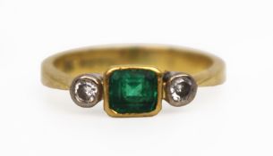 Emerald & Diamond 18ct Gold Ring