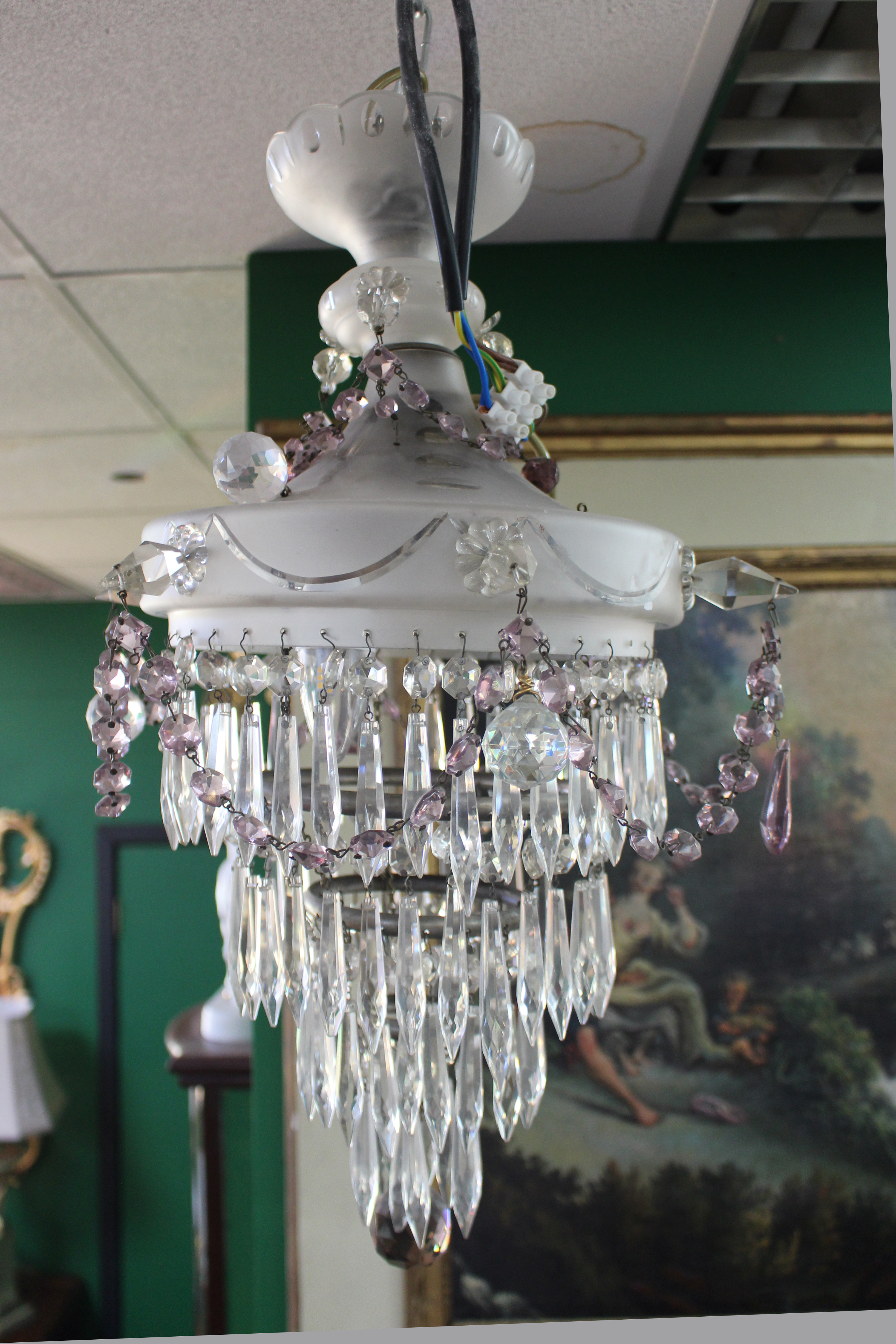 Vintage Crystal Amethyst Chandelier - Image 2 of 4