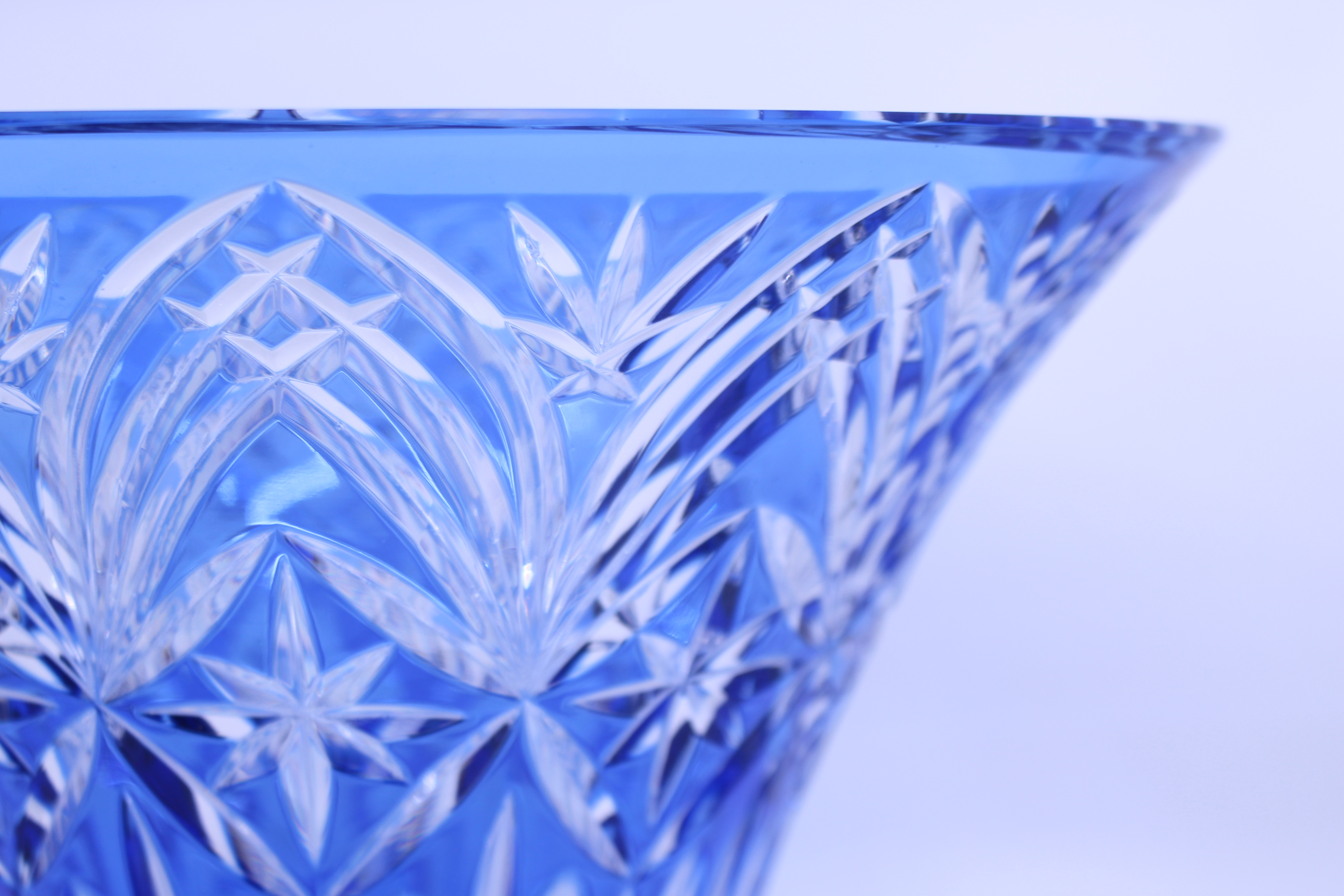 Vintage Stourbridge Glass Blue Overlay Crystal Splayed Vase - Image 3 of 8