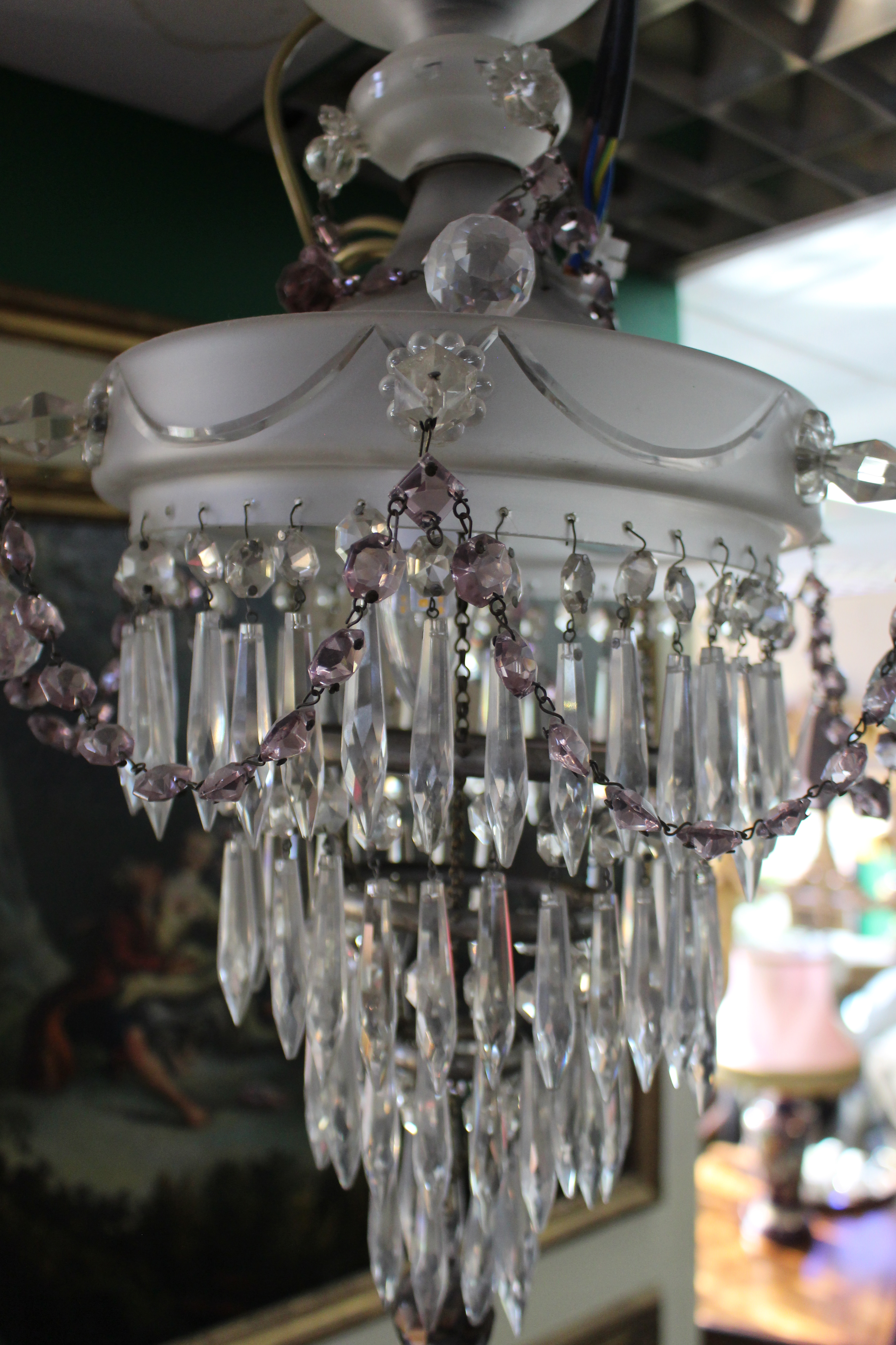 Vintage Crystal Amethyst Chandelier - Image 4 of 4