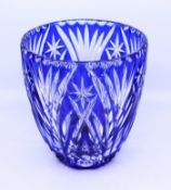 Blue Overlay Crystal Ice Bucket