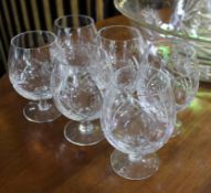 Set of 6 Stourbridge Cut Glass Brandy Balloons