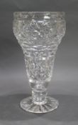 Mid 20th c. Large English Cut Glass Footed Vase