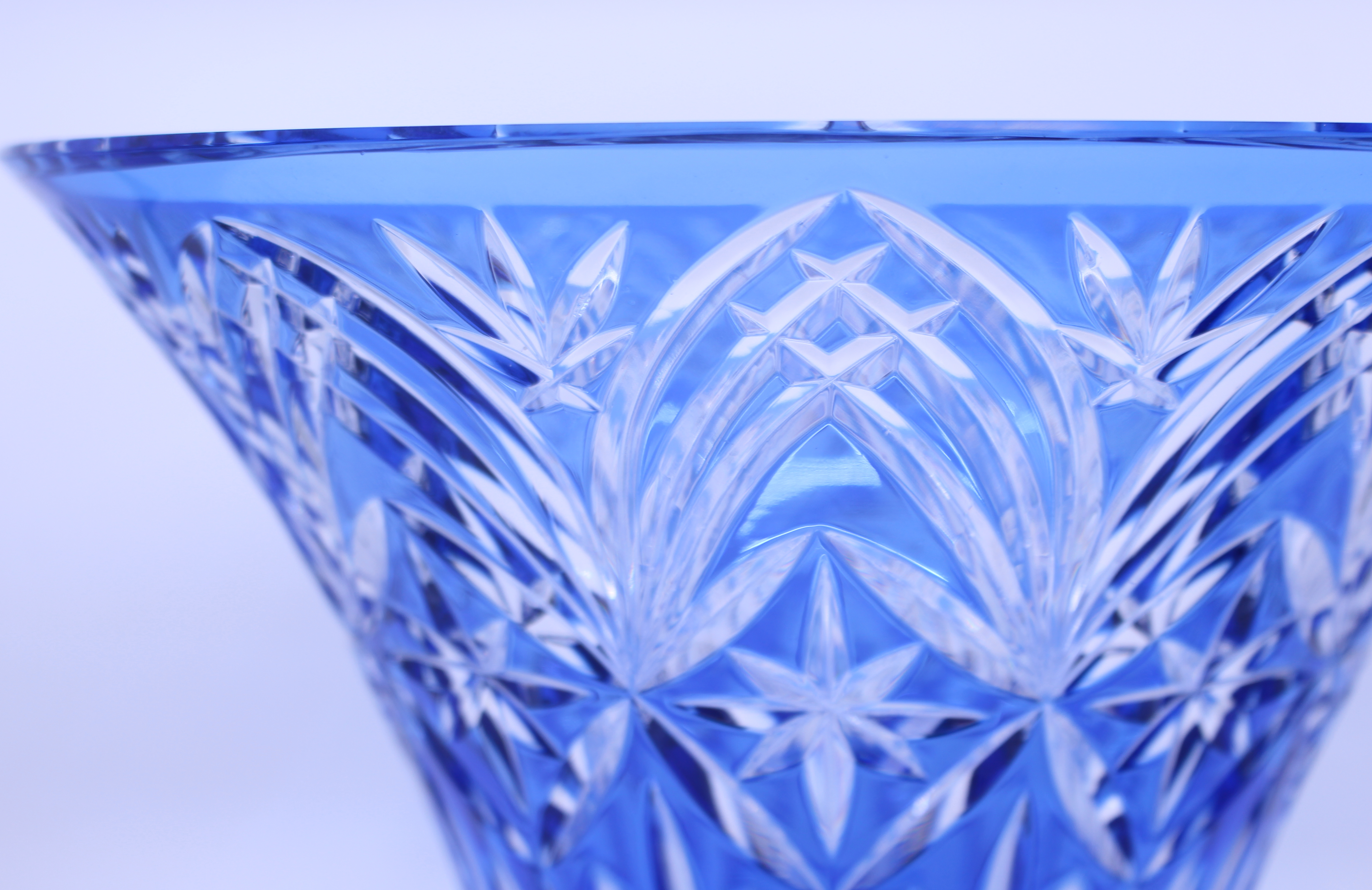 Vintage Stourbridge Glass Blue Overlay Crystal Splayed Vase - Image 5 of 8