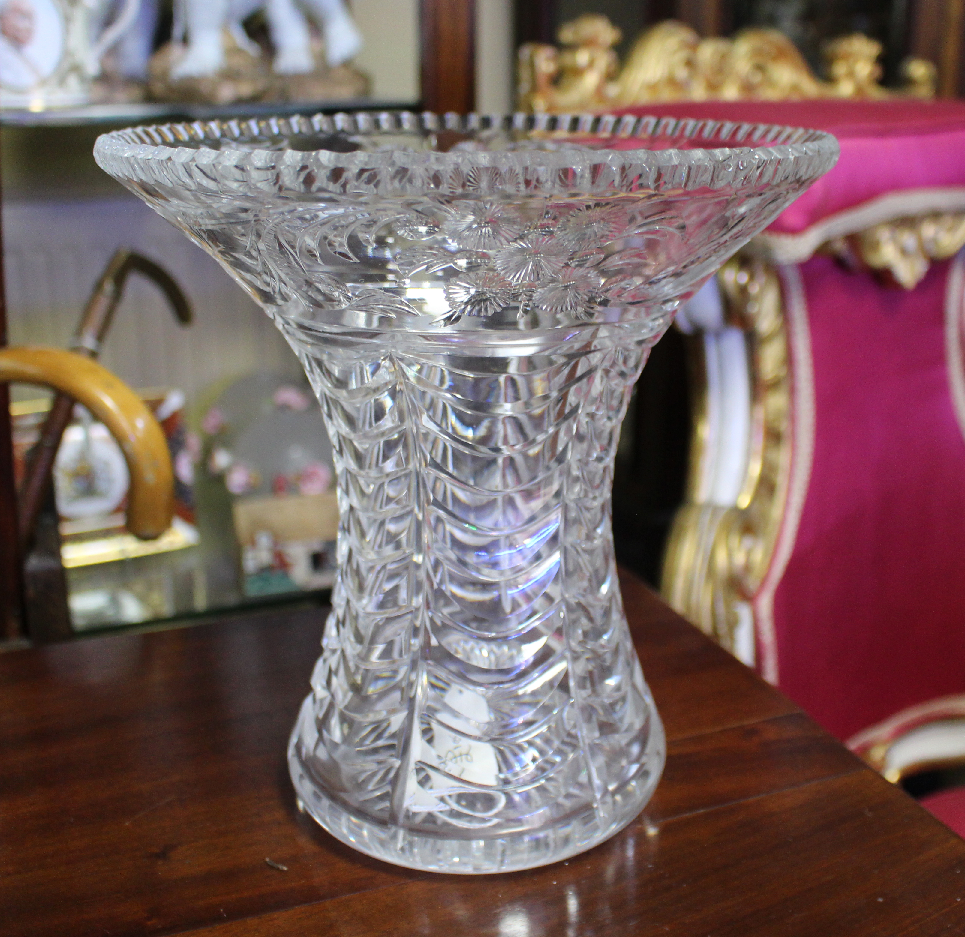 Quality Heavy Cut Glass Vase