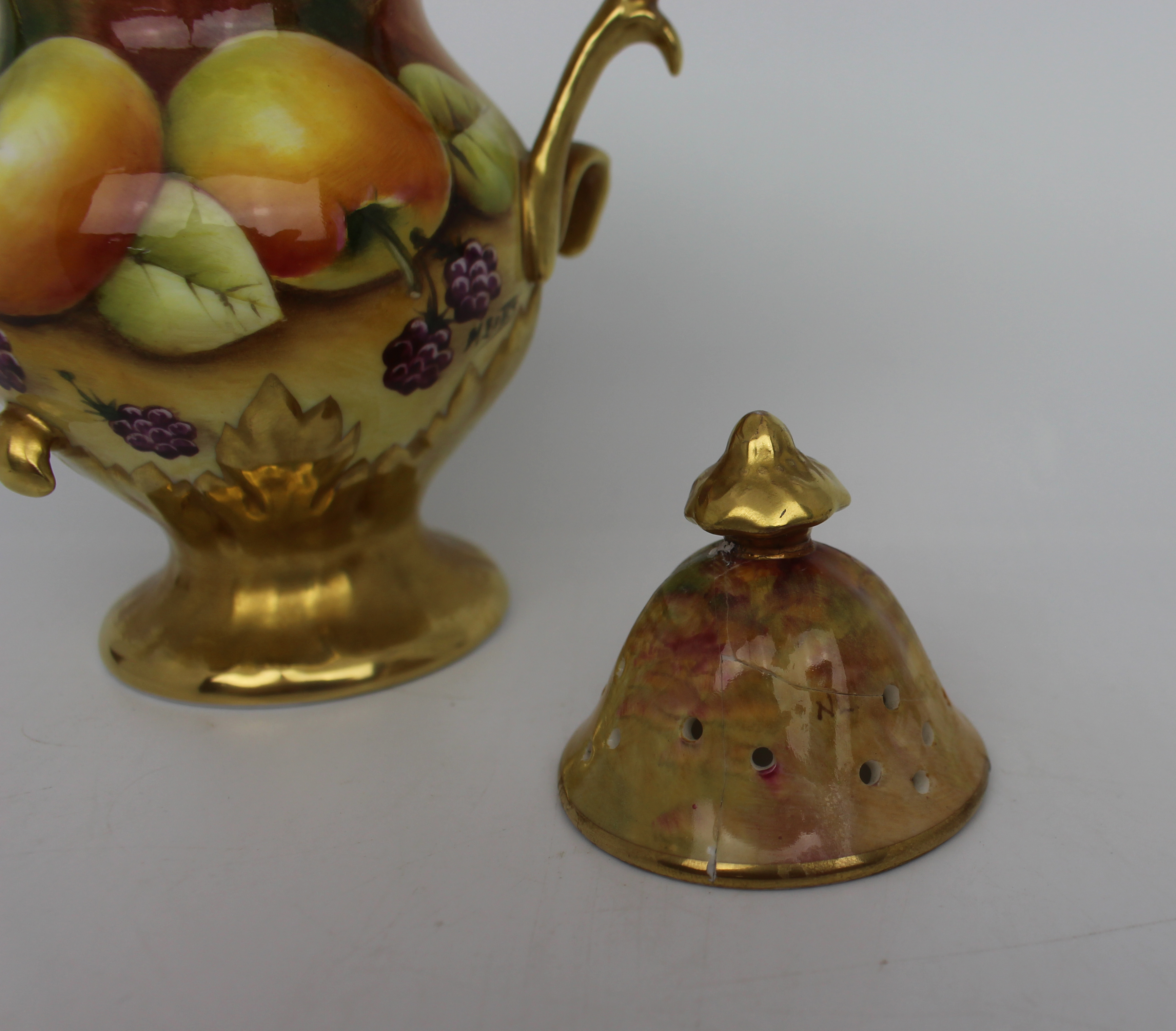 Coalport Hand Painted Fruit Pot Pourri by Michael Bates - Image 4 of 8