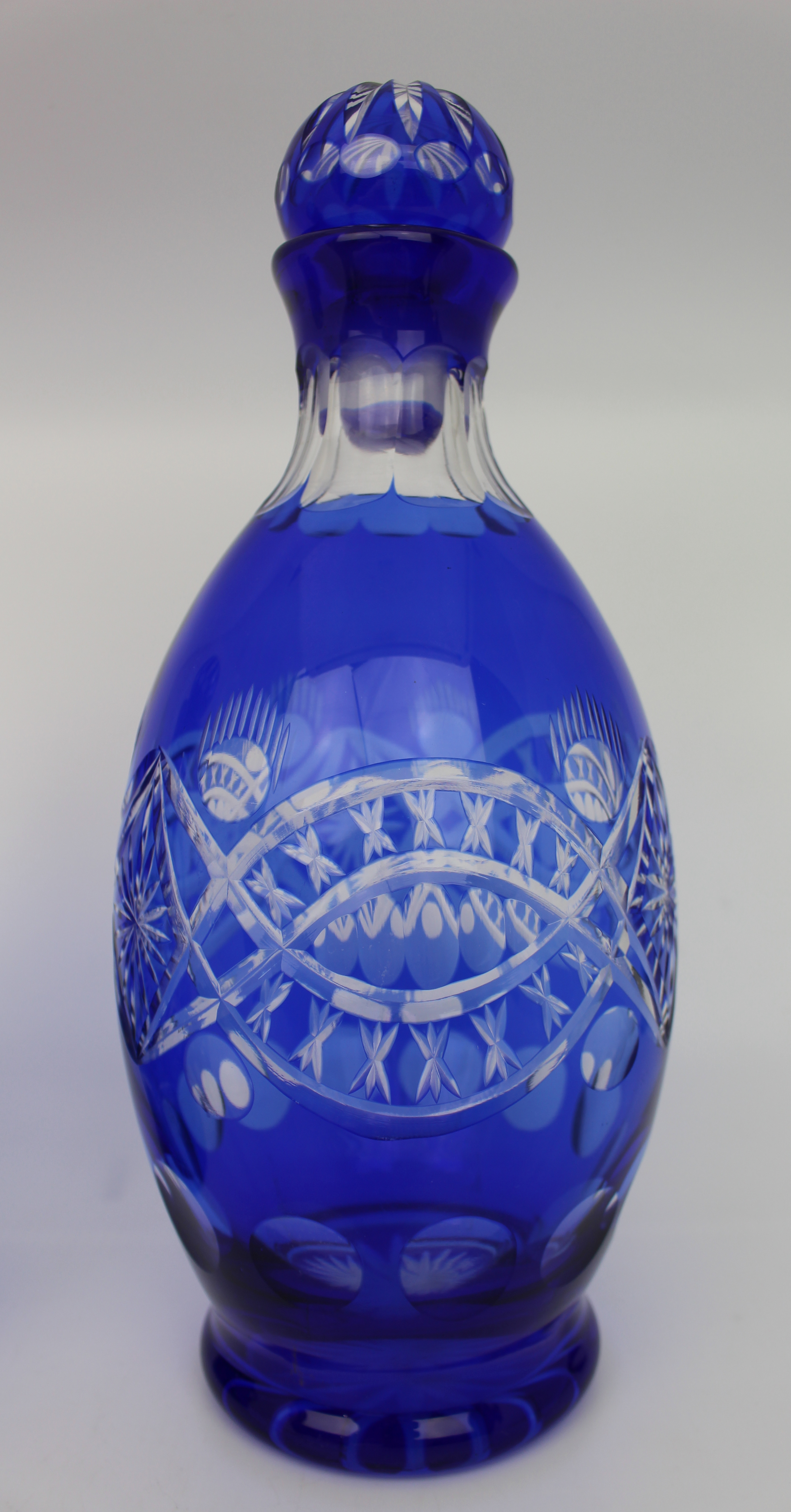 Pair of Blue Overlay Crystal Decanters - Image 8 of 9