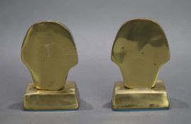 Pair of Brass Egyptian Pharoah Busts