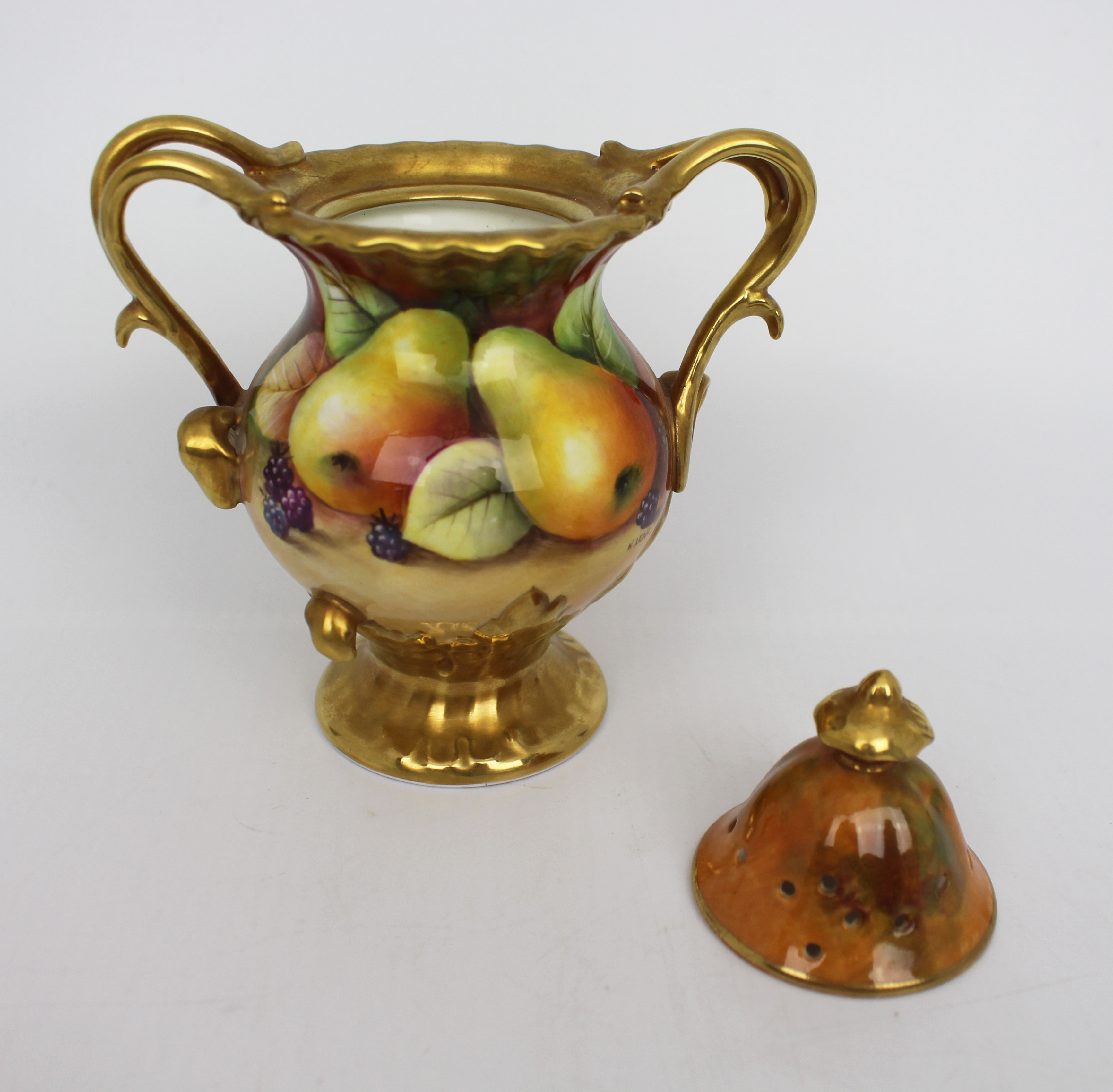 Coalport Hand Painted Fruit Pot Pourri by Norman Lear - Image 6 of 6