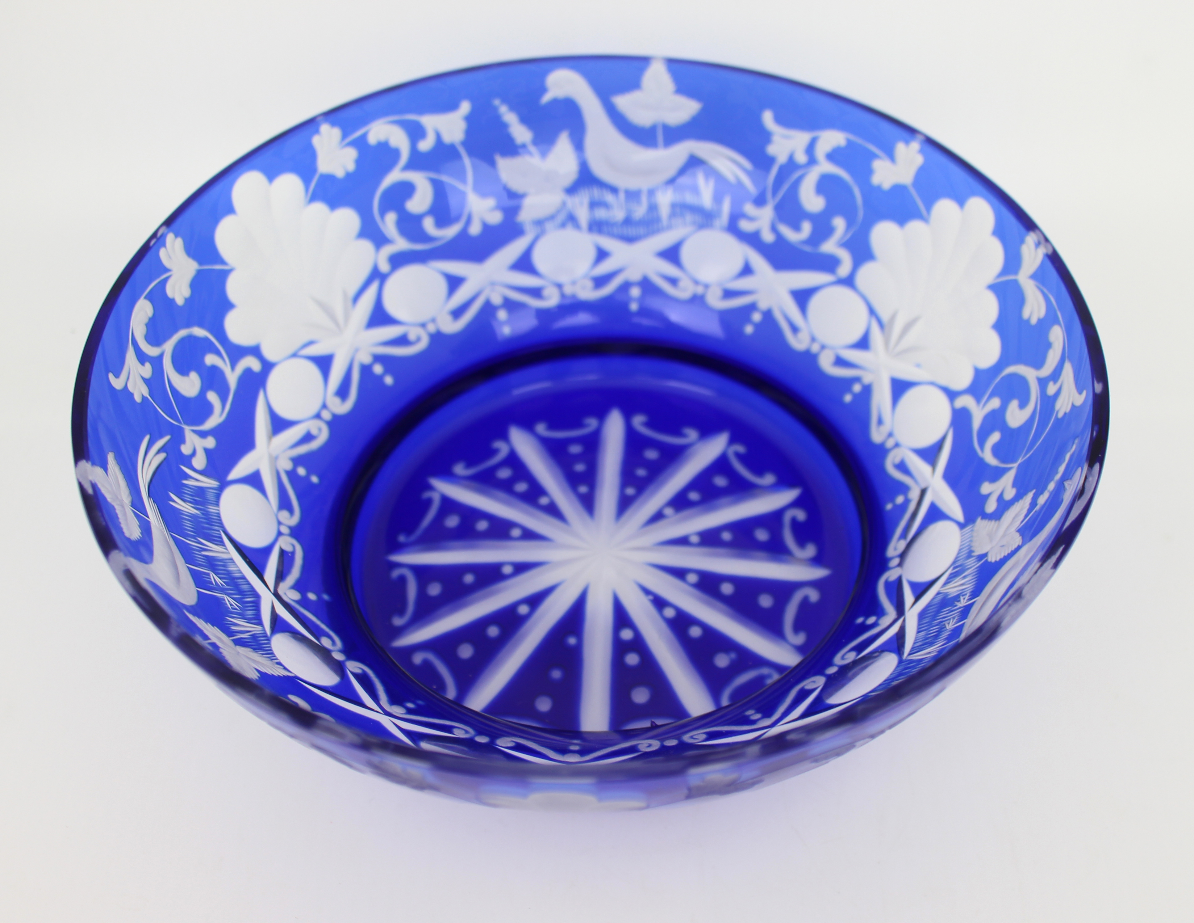 Blue Overlay Crystal Bowl - Image 3 of 4