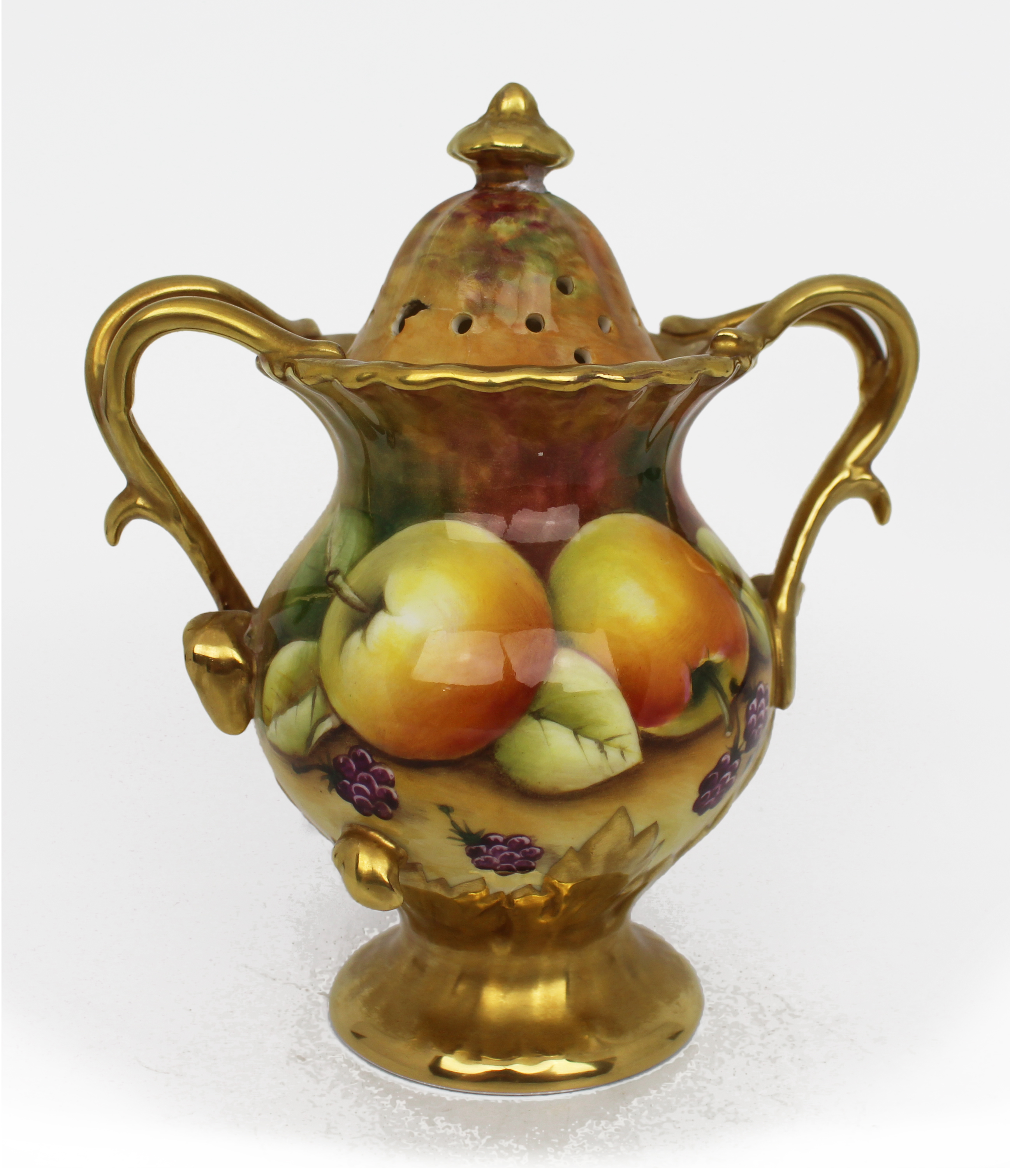 Coalport Hand Painted Fruit Pot Pourri by Michael Bates - Image 2 of 8