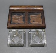 Early/mid 20th c. English Oak Inkwell