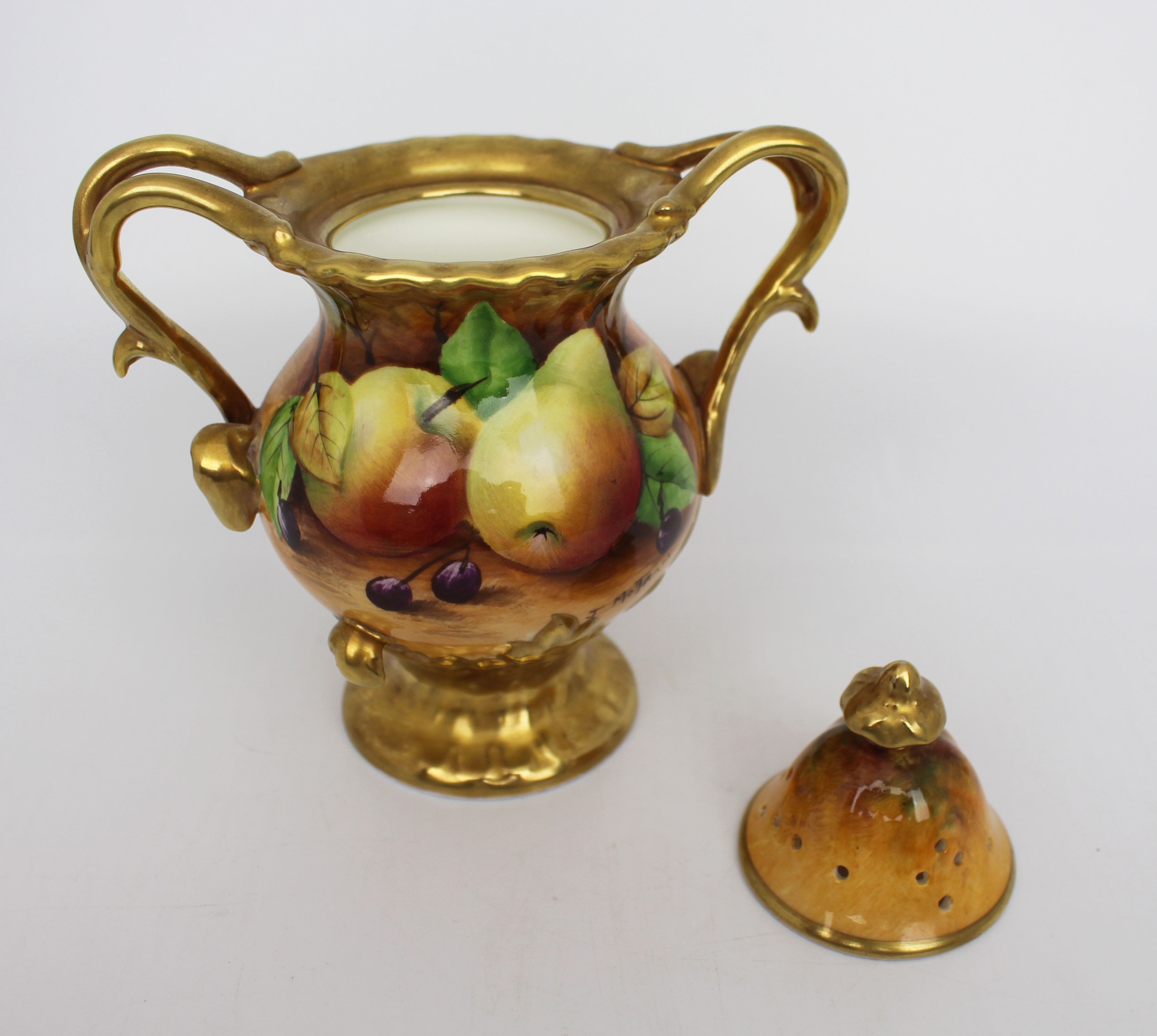 Coalport Hand Painted Fruit Pot Pourri by Joseph Mottram - Image 5 of 6