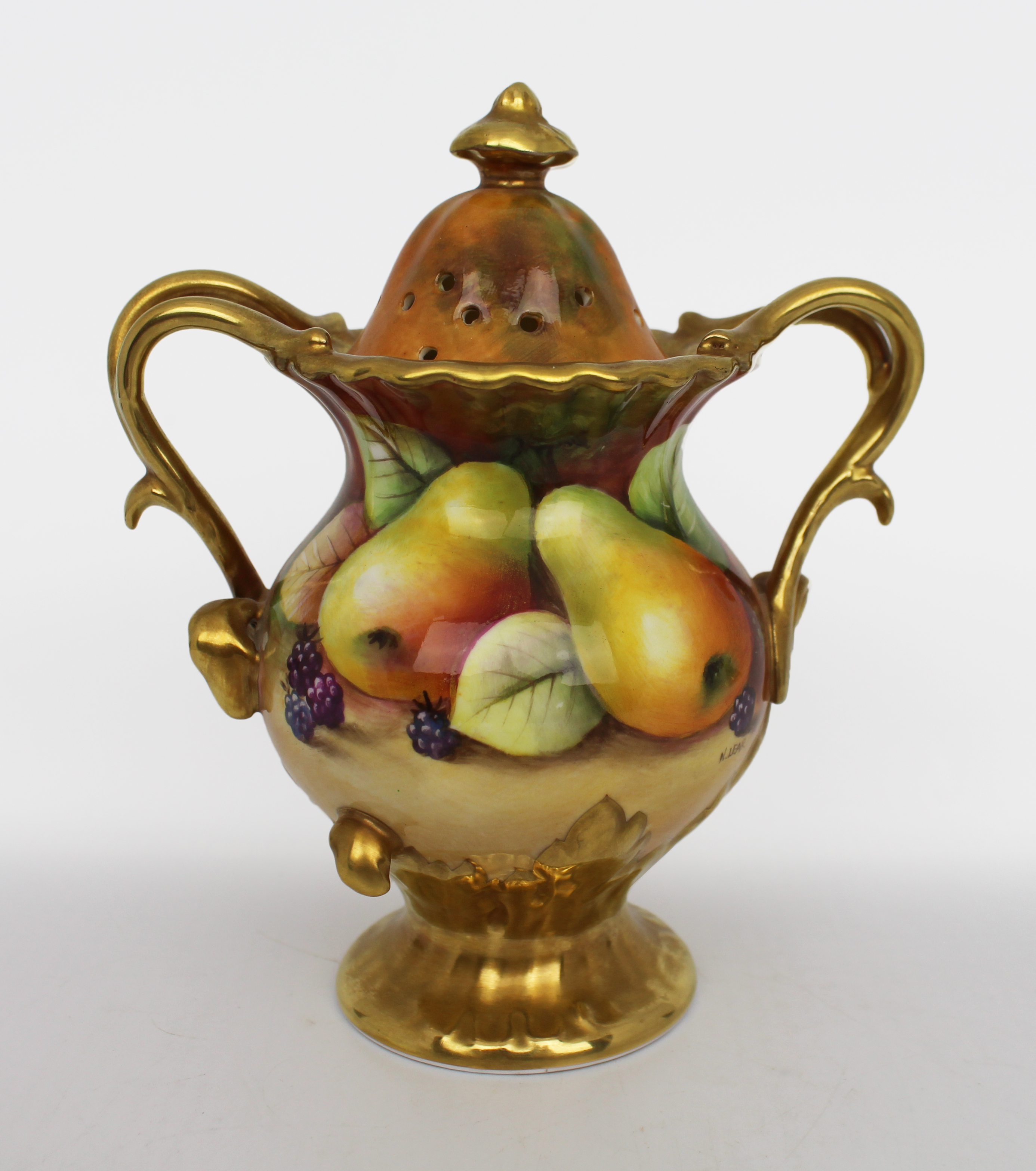 Coalport Hand Painted Fruit Pot Pourri by Norman Lear