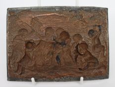 Italian Copper Relief Putti Plaque