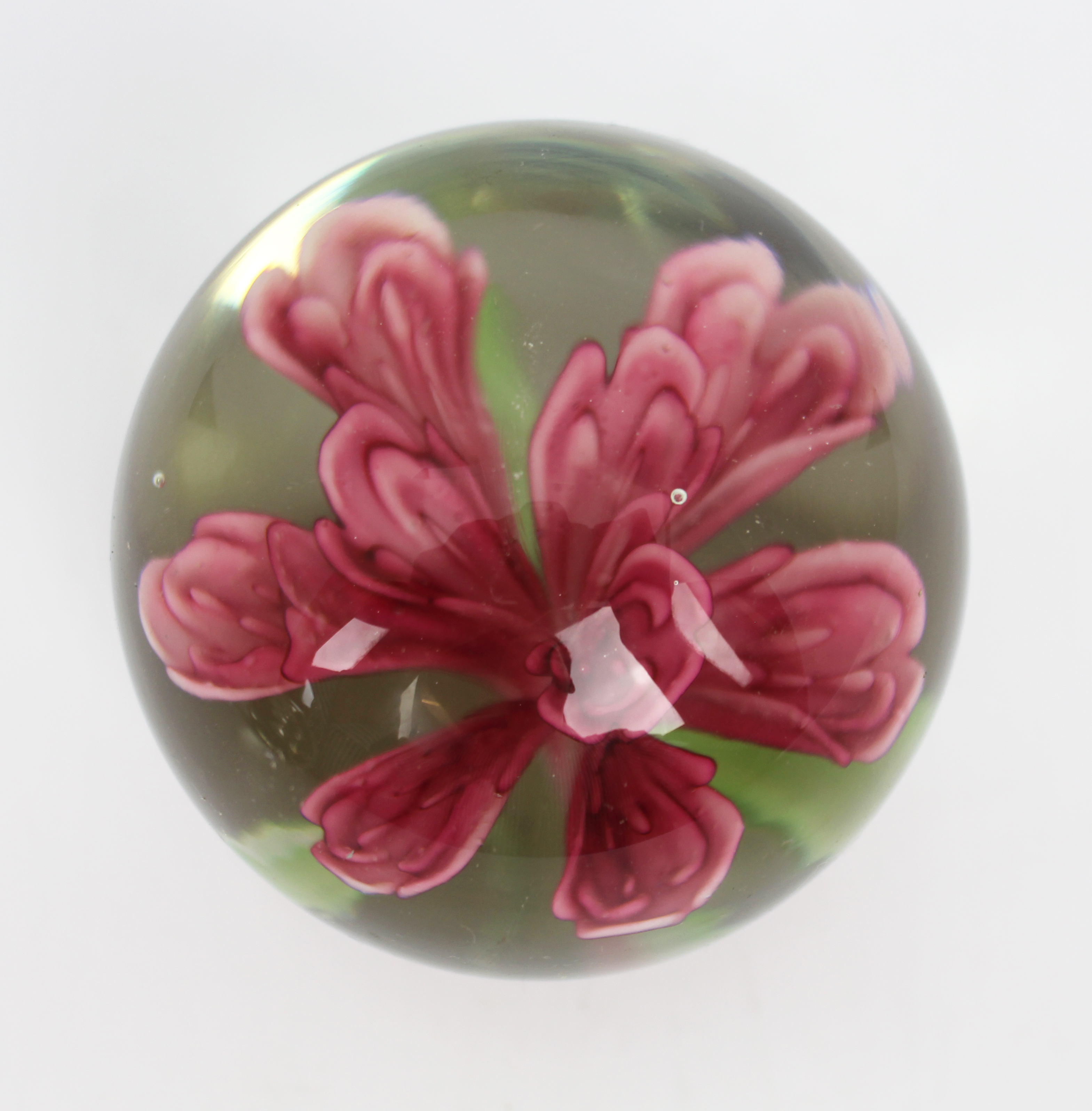 Vintage Glass Flower Paperweight