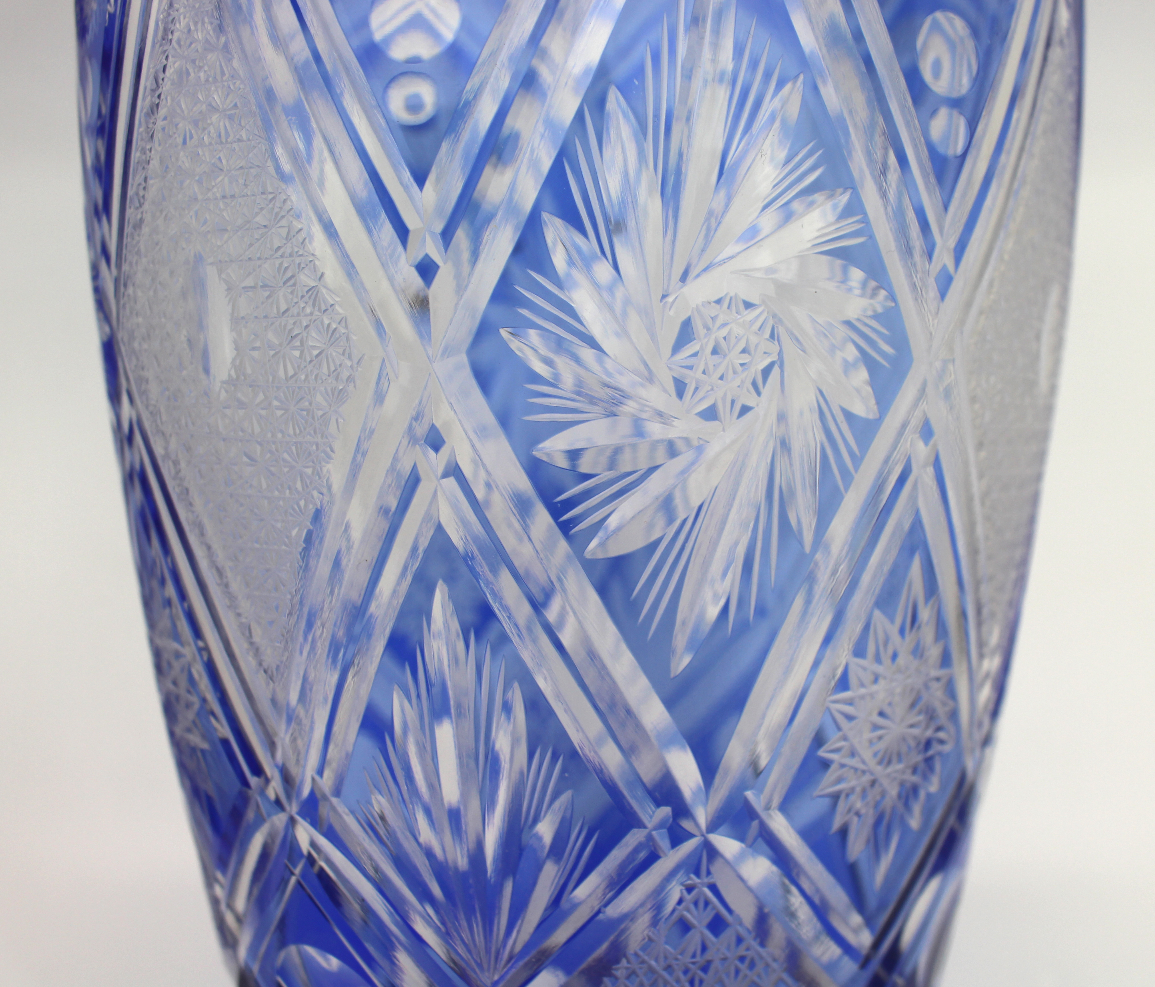 Fine Bohemian Blue Overlay Crystal Baluster Vase - Image 2 of 5