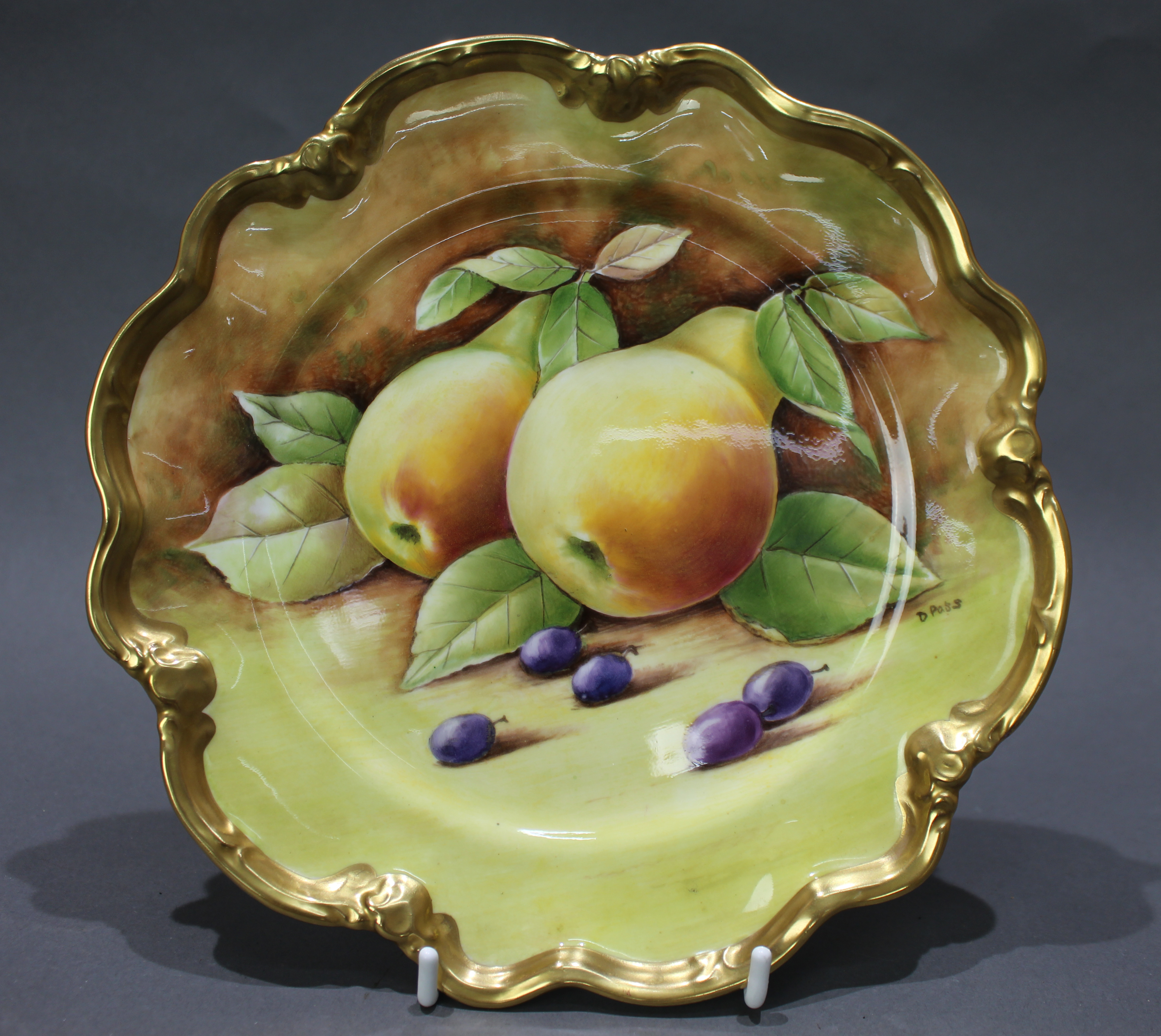 Coalport Hand Painted Fruit Cabinet Plate by D.Pass - Image 4 of 4