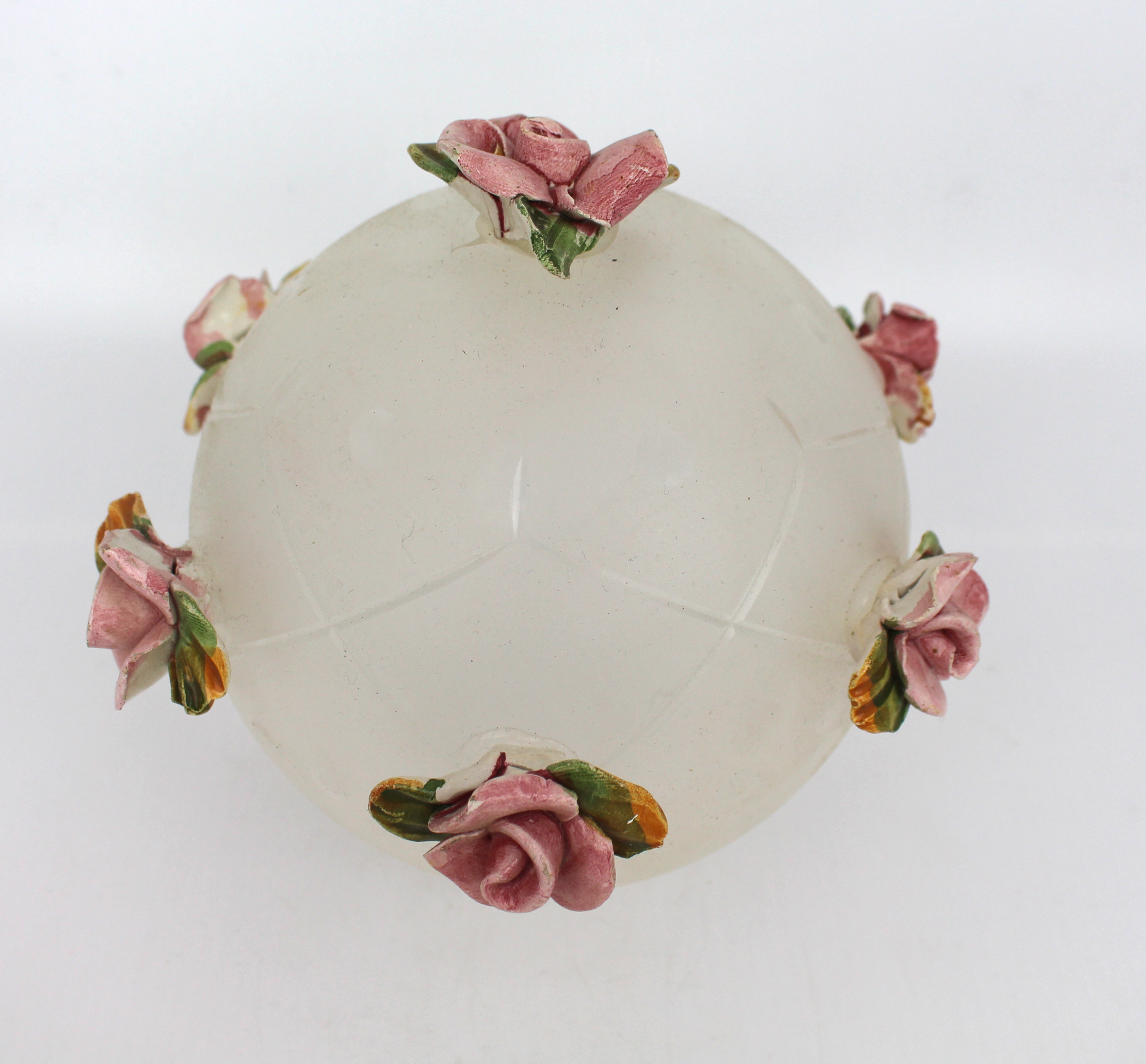 Vintage Glass Shade with Porcelain Flowers