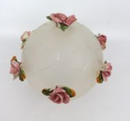 Vintage Glass Shade with Porcelain Flowers