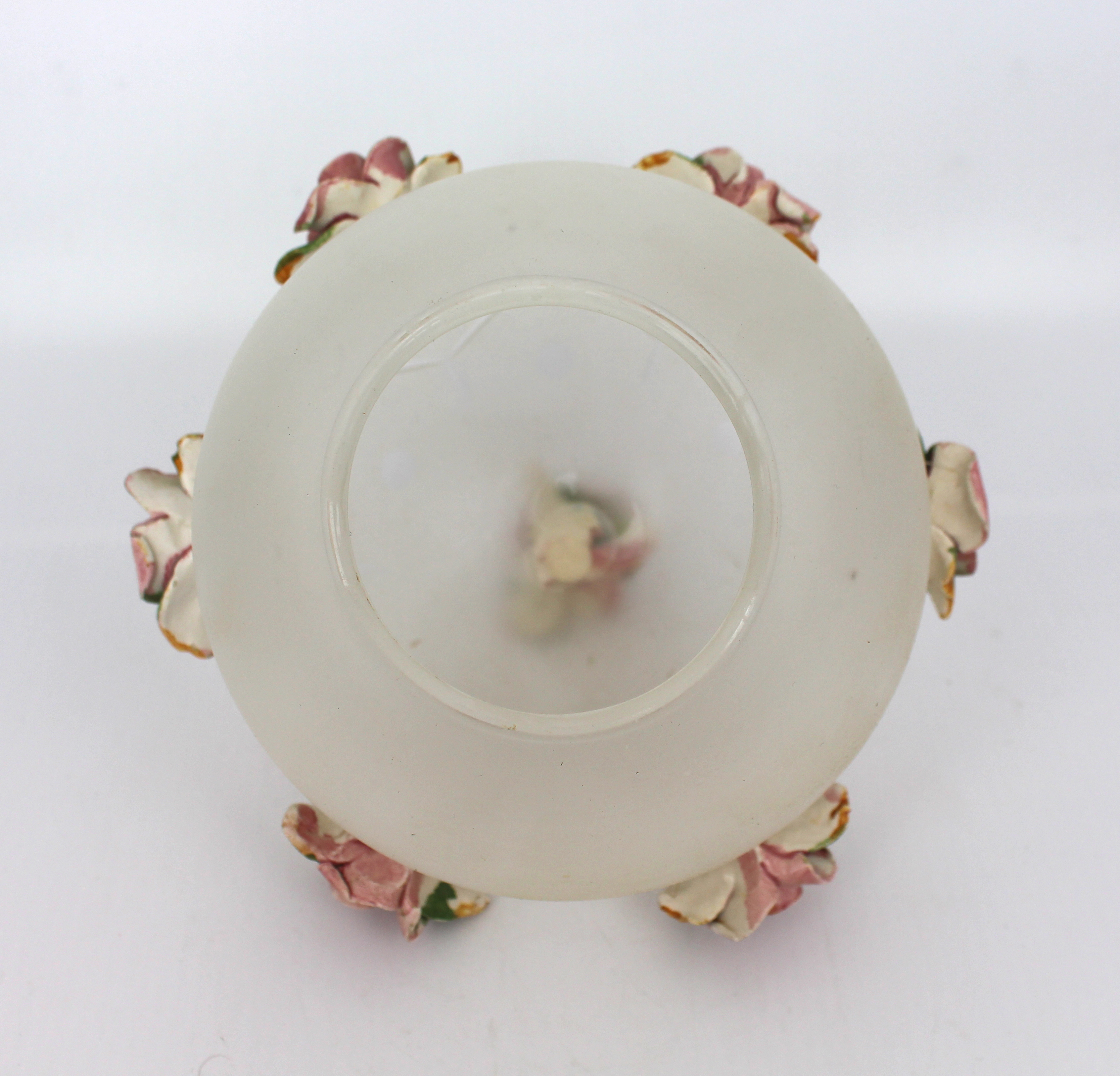 Vintage Glass Shade with Porcelain Flowers - Image 3 of 3