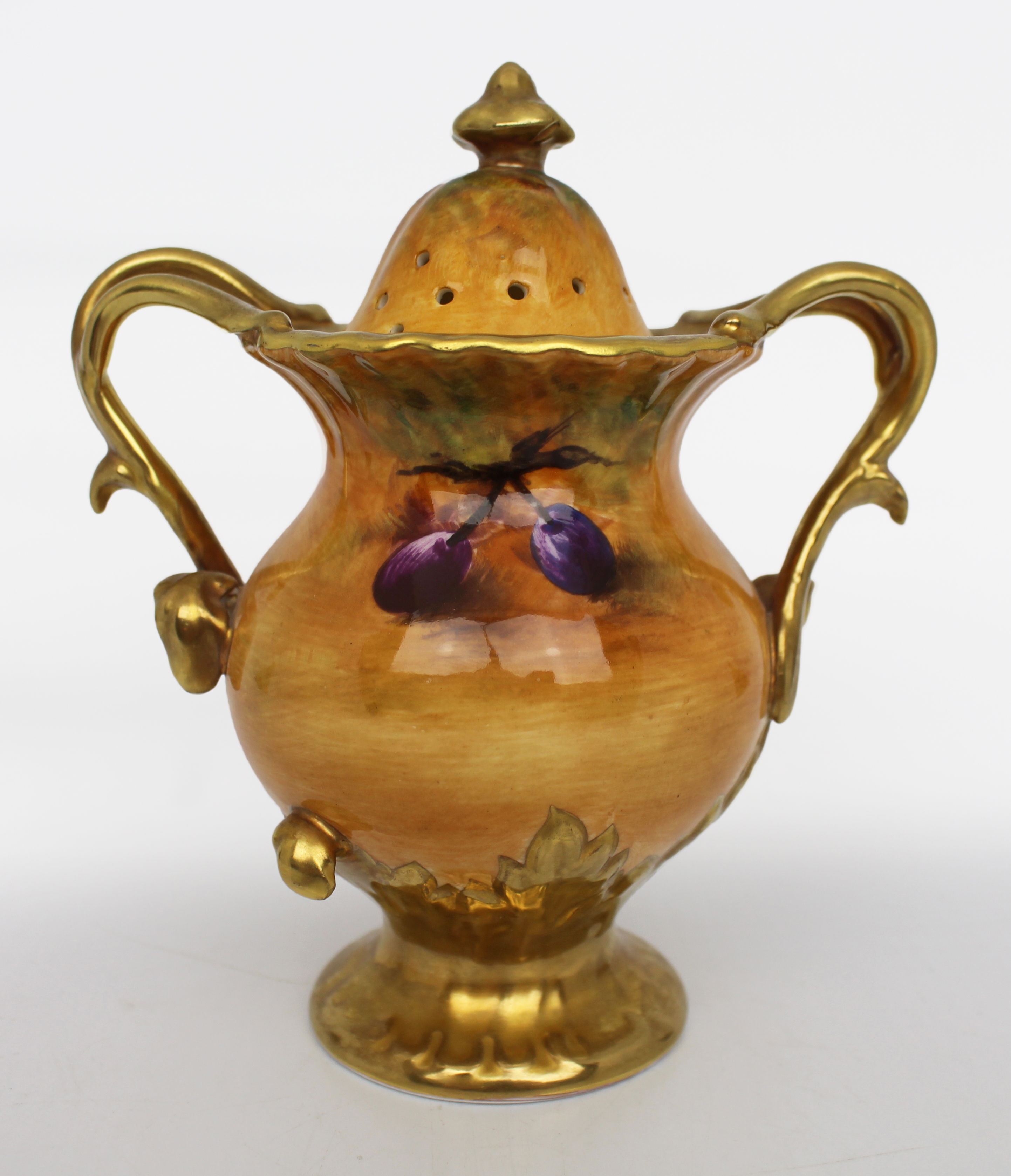 Coalport Hand Painted Fruit Pot Pourri by Joseph Mottram - Image 6 of 6