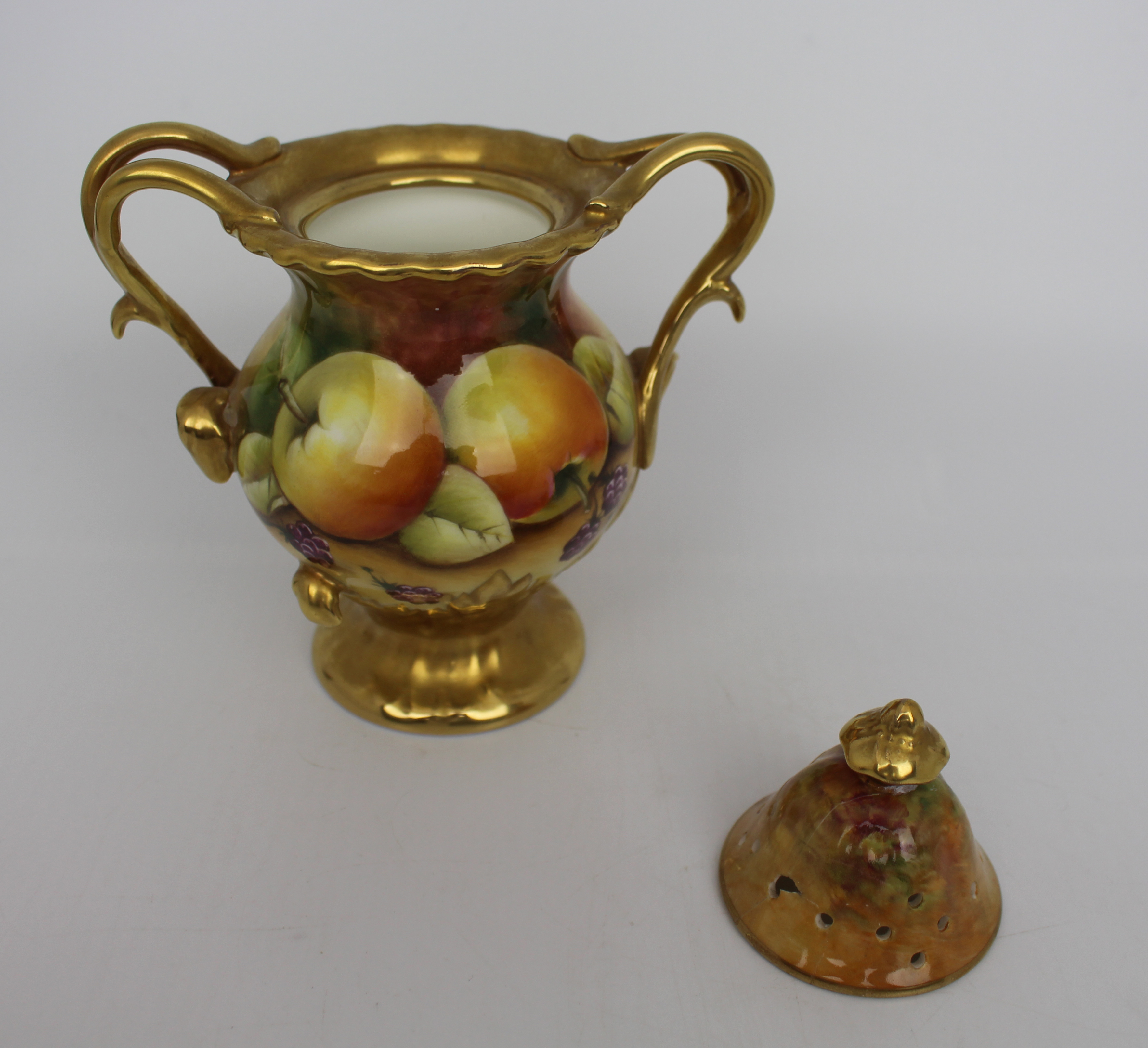 Coalport Hand Painted Fruit Pot Pourri by Michael Bates - Image 6 of 8